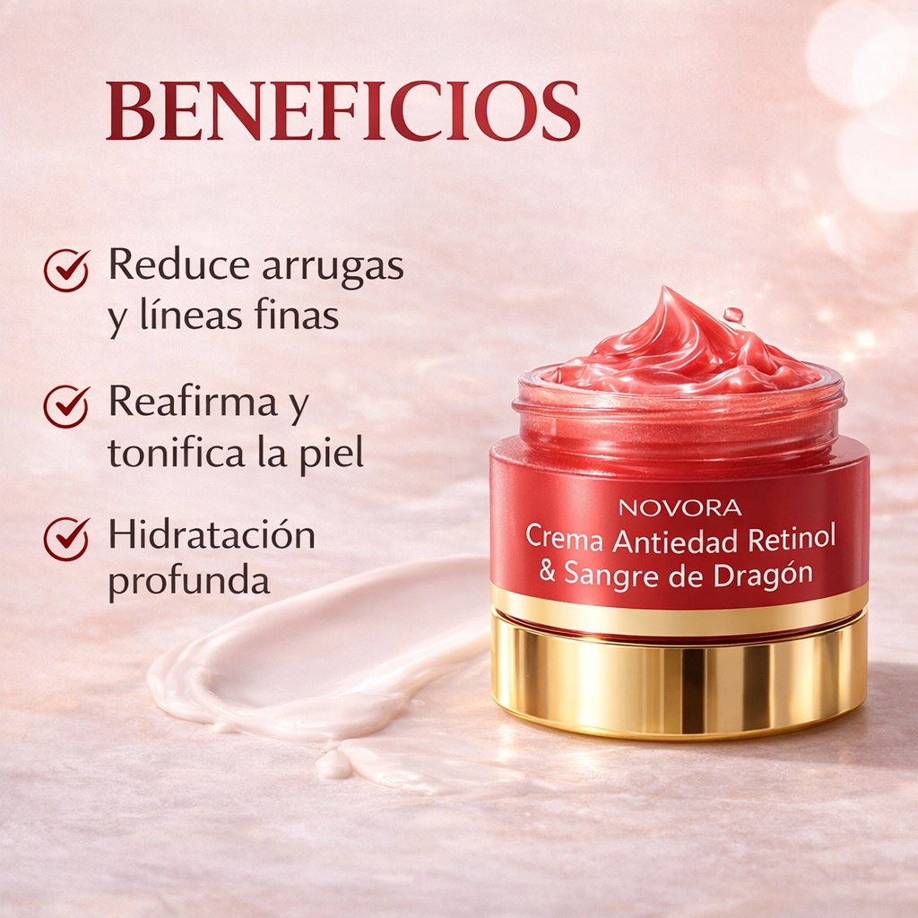 Crema Antiarrugas con Retinol y Sangre de Dragón | Reafirma y Rejuvenece tu Piel en Días